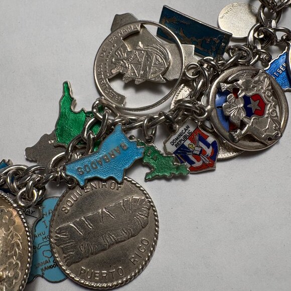 🌍 Sterling Silver World Traveler Charm Bracelet — 34 Charms of Global Adventure - Picture 4 of 8